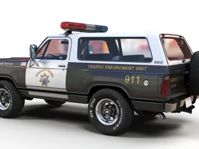 Dodge Ramcharger 1979 police car Low-poly 3D model