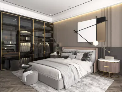 Modern Bedroom Scene 9 3D model