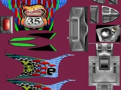 Sidedraft parts of hot wheels car Free low-poly 3D model