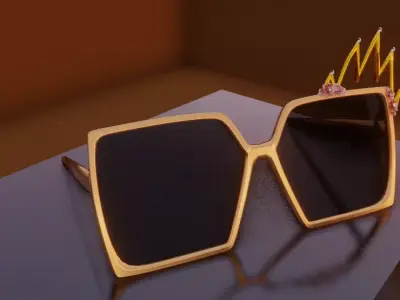 Luxury Queen Sunglasses 3D Model with stones  Low Polygon Low-poly 3D model