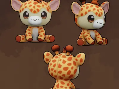 Giraffe Plushie Cartoon Chibi PBR Low-poly 3D model