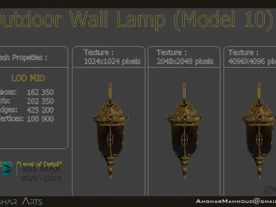 CLASSICAL OUTDOOR WALL LAMP -Model 10- Low-poly 3D model