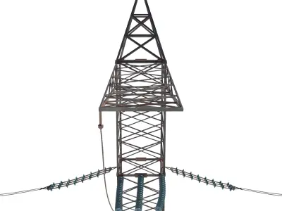 Electricity Pole 17 Low-poly 3D model