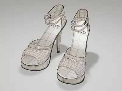 High Heeled Luxury Design Shoes  Low-poly 3D model
