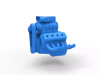Engine V8 for vintage dragster Version 4 Scale 1 to 25 3D print model