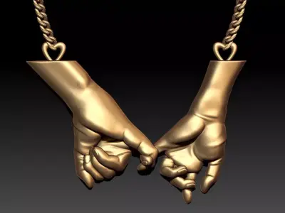 Gold Couple hands Pendant M21 3D print model