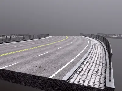 Modular Highway Roads PBR Low-poly 3D model
