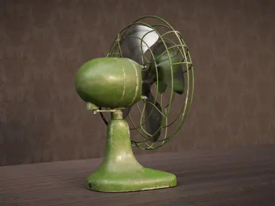 Realistic Old Vintage Fan Low-poly 3D model