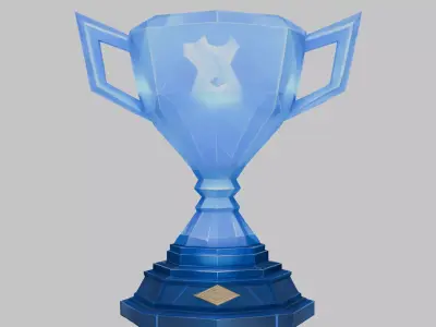 Blue Crystal Trophy Low-poly 3D model