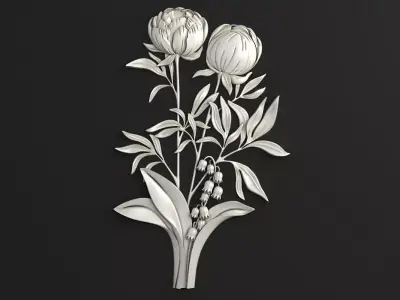 Carved decor Flowers 3D model