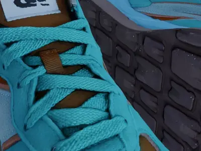 NEW BALANCE 3D SHOES - TURQUOISE - BROWN Low-poly 3D model