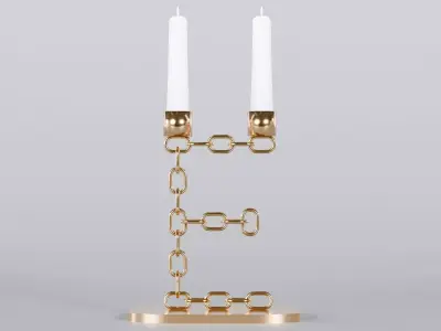 Alphabet E Chain Bronze Candleholder 3D Model True 4K PBR Render Low-poly 3D model