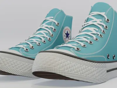 Basketball Leather Shoes Converse All Star Light Blue 3D model