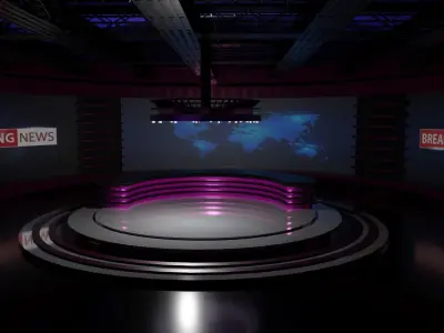 TV Studio News Low-poly 3D model