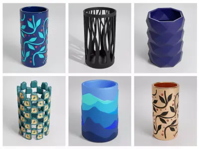 Pen pencil holders Vases Decoration 3D Model Collection