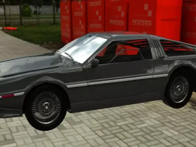 Delorean DMC-12 Low-poly 3D model