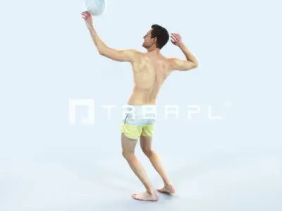 Virtue 04A Beach Serving Sports Man Low-poly 3D model