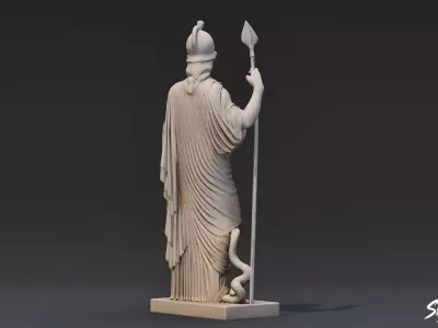 Athena Statue Low-poly 3D model