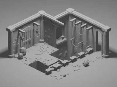 Low Poly Isometric - Dungeon Free low-poly 3D model