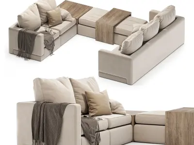 Minotti sofa cream 3D model