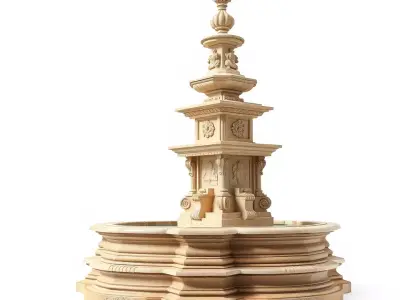 Elegant Stone Fountain model pack Low-poly 3D model