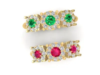 Luxury Crown Gemstone Couple Ring Design  1777 3D print model