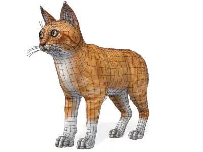 Cat - red color Low-poly 3D model