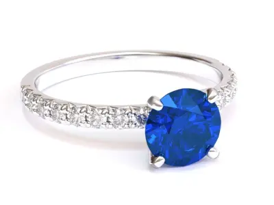 PETITE PAVE ENGAGEMENT RING FLUSH FIT mono 3D print model