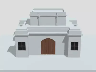 Great Castle with ancient doors Low-poly 3D model