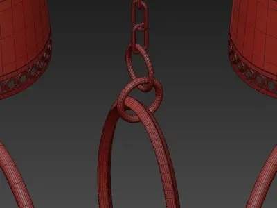 Allegretto four light chandelier in brass with shades 3D model