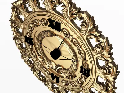 Classic Wall Clock 012 Gold Low-poly 3D model