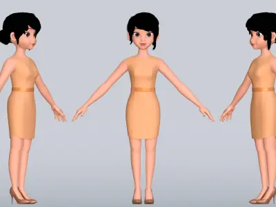 Amy Girl Cartoon Character 3D model