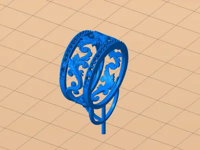 Model of wedding ring with royal carved rococo carving 3D print  3D print model