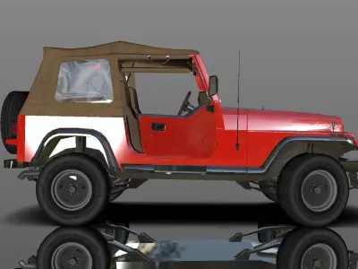 Hunting Adventure Jeep with Interior Lowpoly 3D Model  Low-poly 3D model