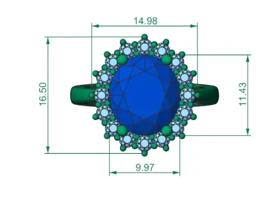 Oval halo engagement ring 3D print model