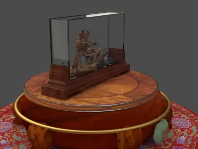  Chinese carved cork display stand  3D model