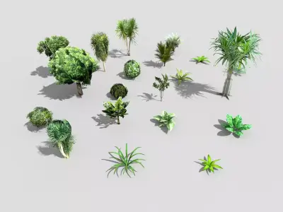 low poly foliage pack Low-poly 3D model