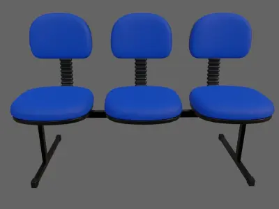 Triple Office Chair  - Waiting Room - Cadeira tripla 3D model
