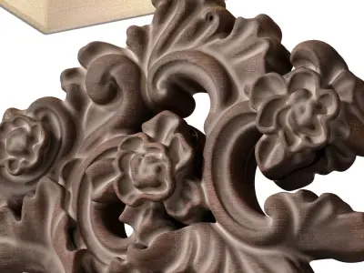 Rustic Distressed Nightstand Table Lamp Carved Wood Sculptural  3D model