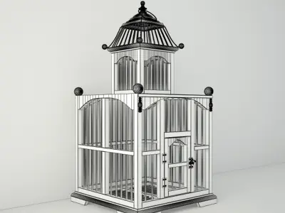 White Decorative Cage by ZARA HOME 3D model