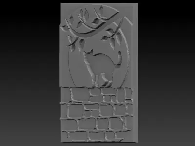 Cat-Cat cat on stone wall 3D print model