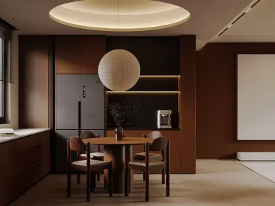 Modern living room dining room interior scenes 114 3D model