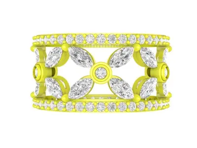 5703 luxury fashion diamond women ring 3D print model