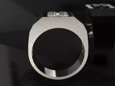 Wide Polished Mens STL 3D Band model mr0327 3D print model