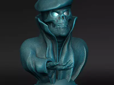 Skull lamp with Scottish hat  open eyes 3D print model