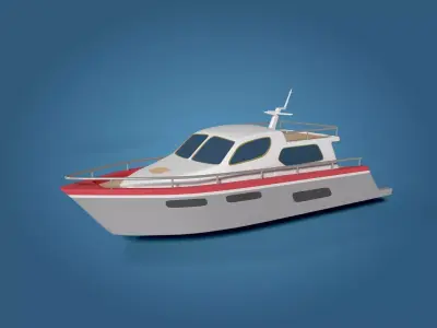 Cartoon Yacht - Boat Low-poly 3D model