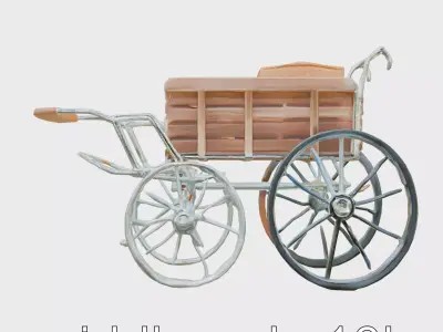 Vintage Wooden Merchant Cart 3D Model Low-poly 3D model