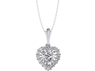Luxury Heart Shape Diamond Pendant Necklace CAD Design 3DM 3D print model