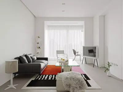 Modern living room dining room interior scenes 463 3D model