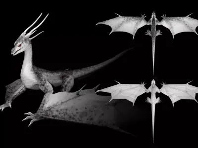 Lowpoly Animated Storm Dragon Low-poly 3D model